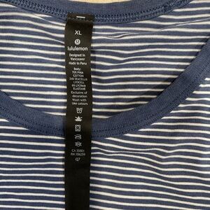 lululemon athletica Blue and White Short Sleeve Tee